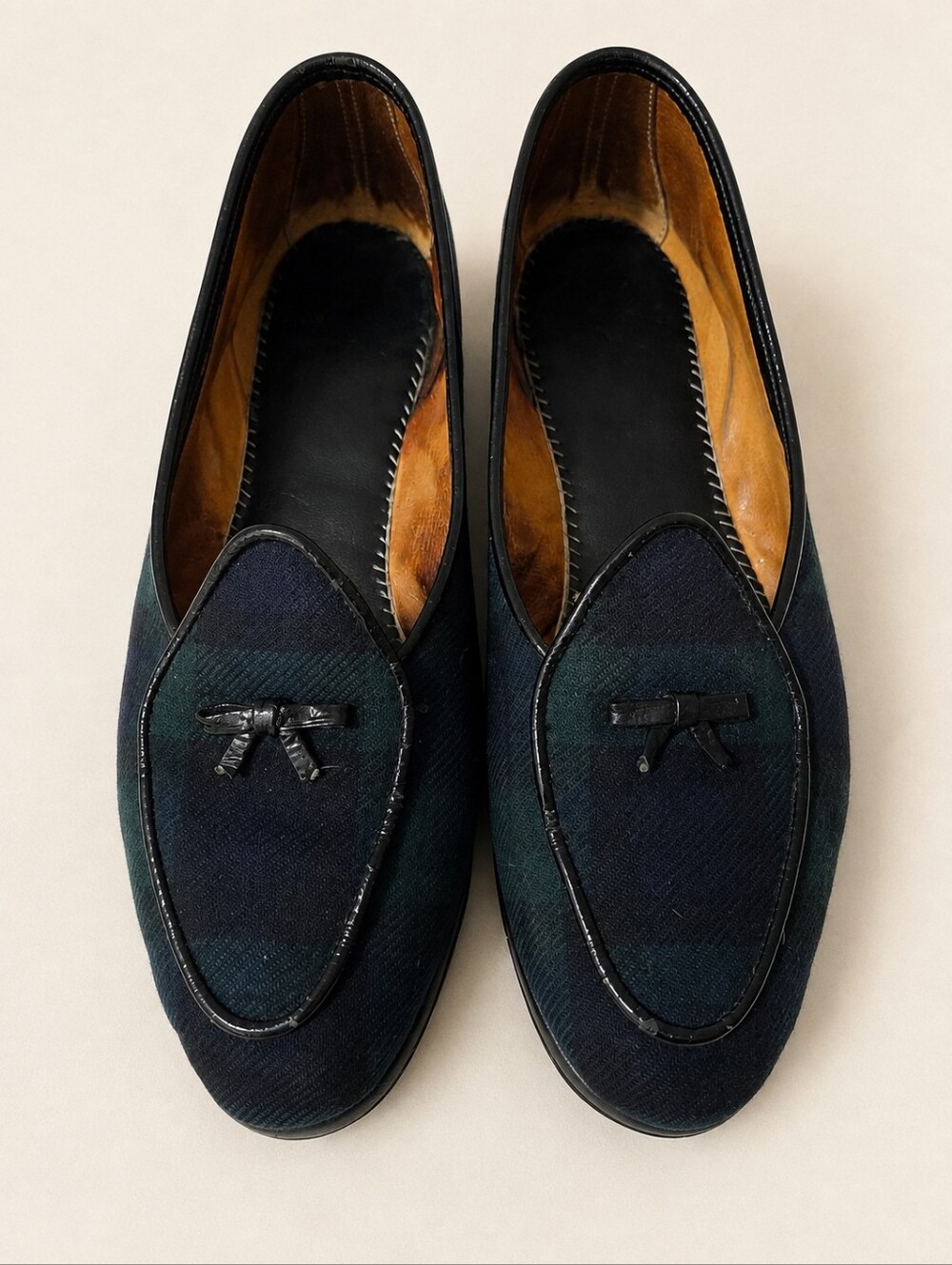 Belgian Shoes Midinette Black Watch Tartan Loafers 8.5W Fits US 9.5